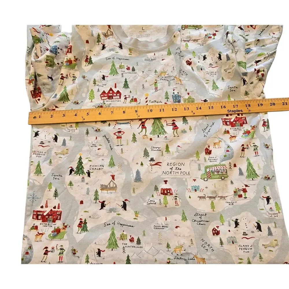 Pottery Barn Big Kids Two Piece Christmas Holiday Pajama Set Large North Pole